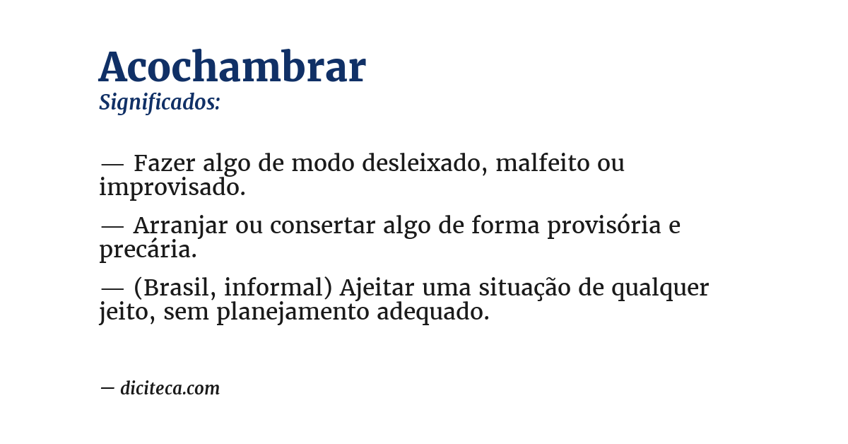 Significado de acochambrar