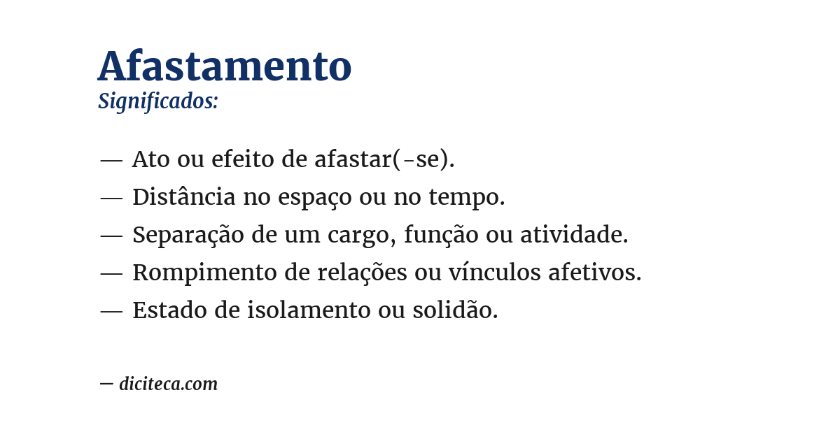 Significado de afastamento