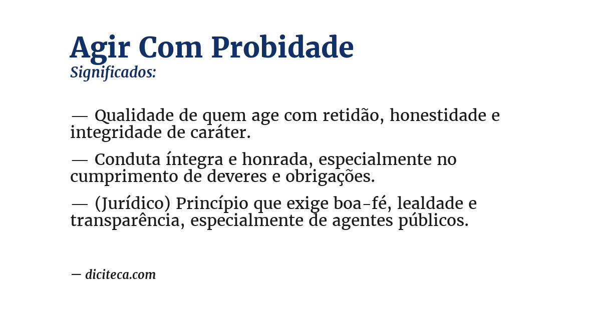 Significado de agir com probidade