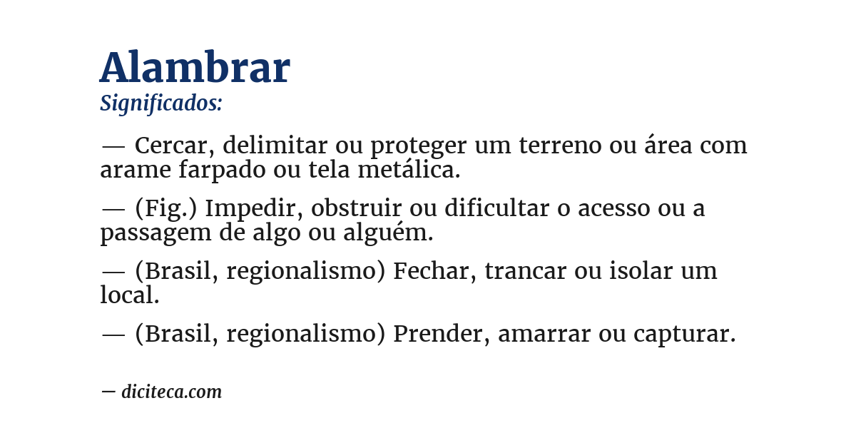 Significado de alambrar