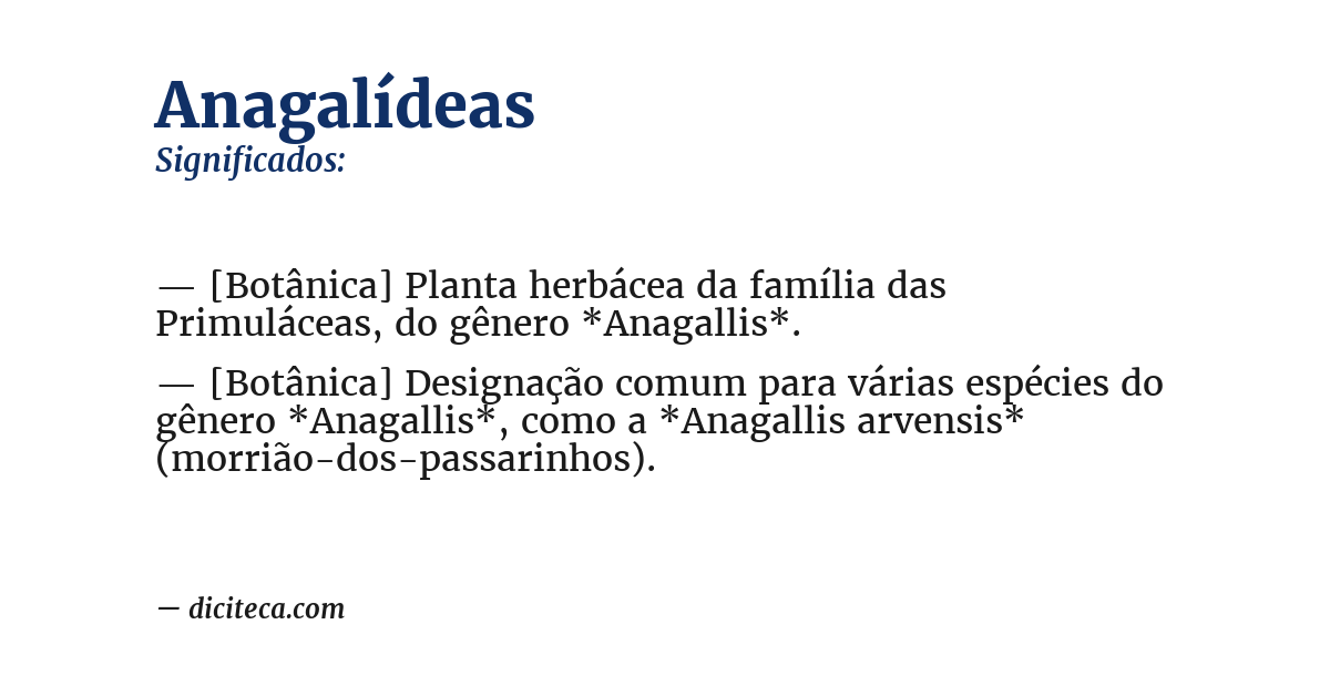 Significado de anagalídeas