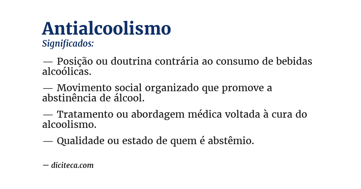 Significado de antialcoolismo