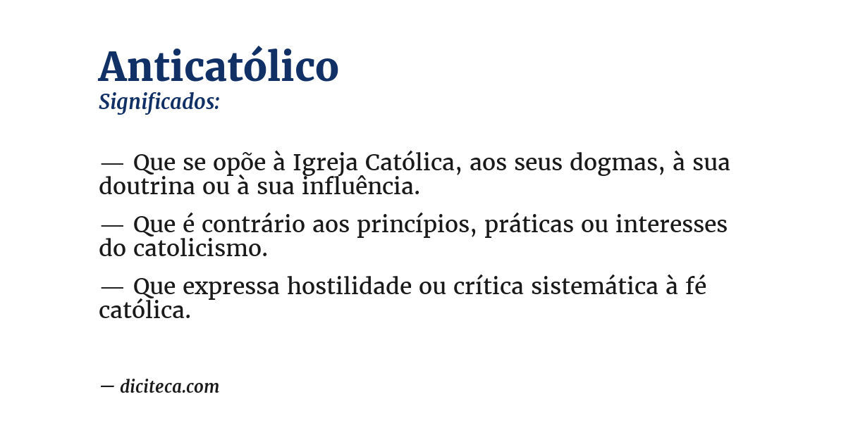 Significado de anticatólico
