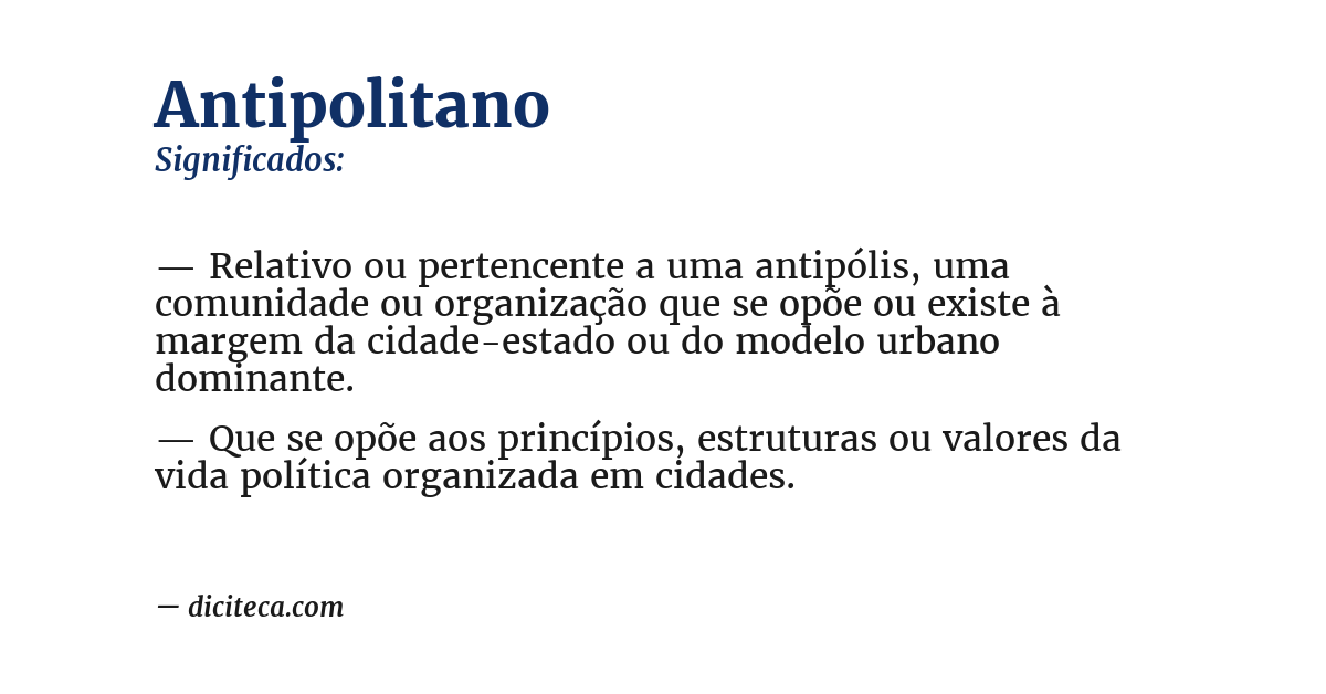 Significado de antipolitano