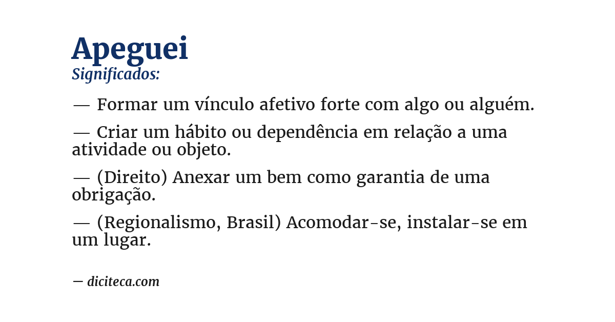 Significado de apeguei