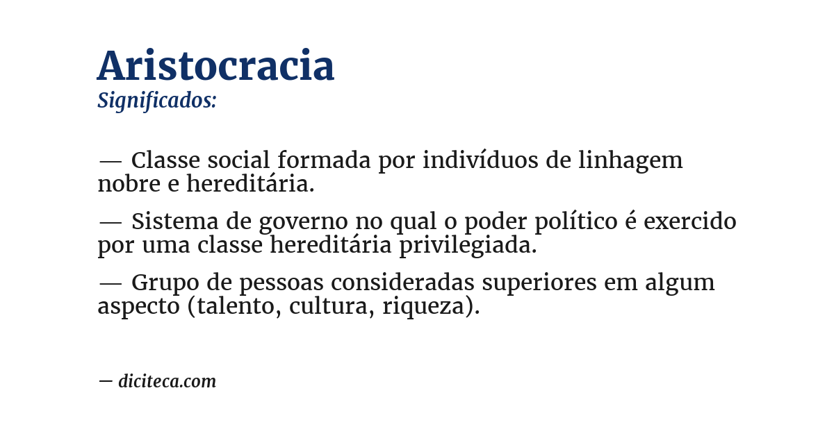 Significado de aristocracia