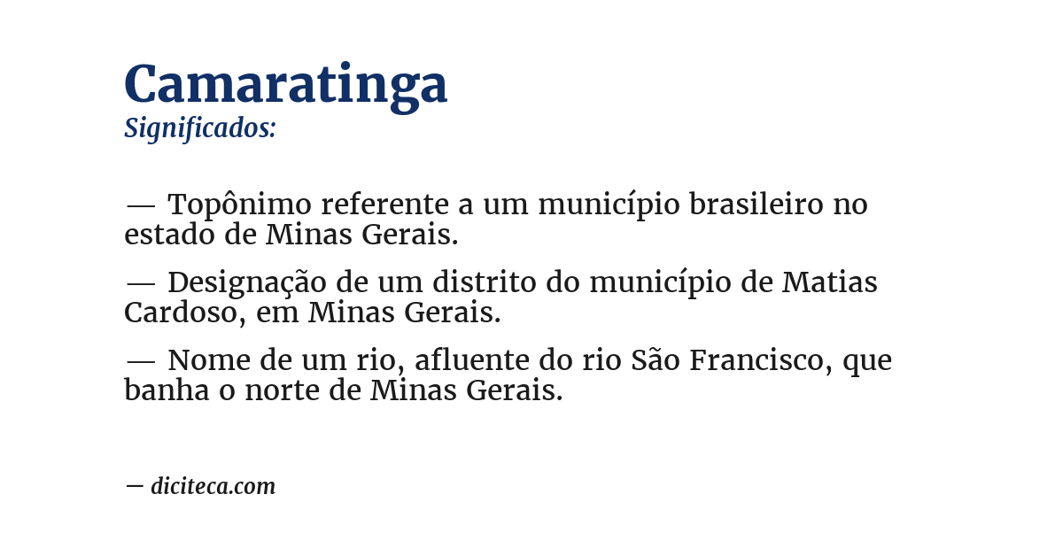 Significado de camaratinga