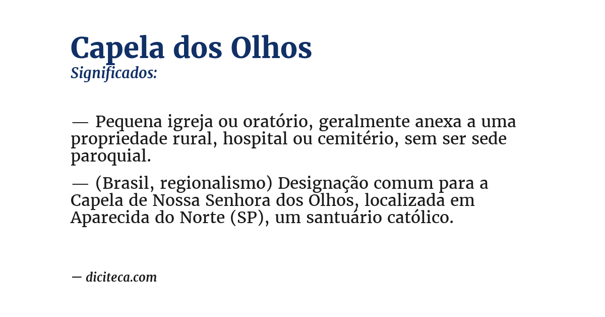Significado de capela dos olhos
