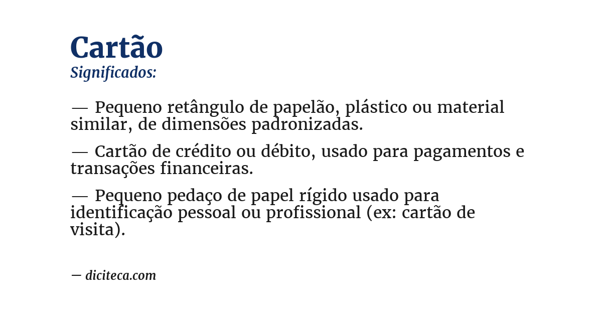 Significado de cartão