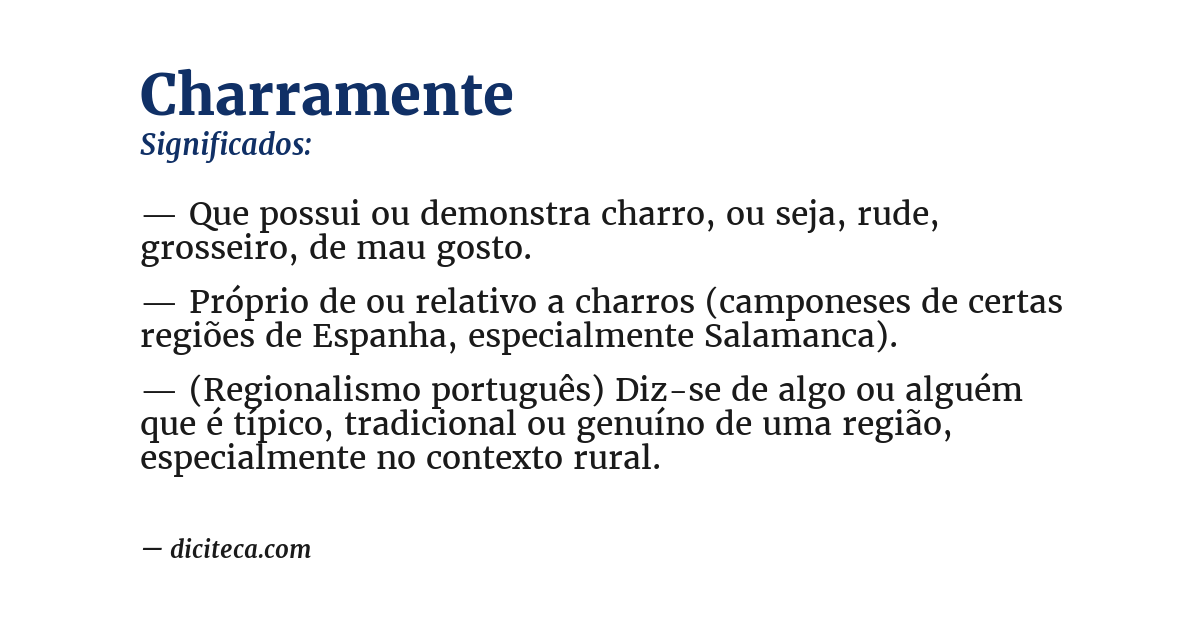 Significado de charramente