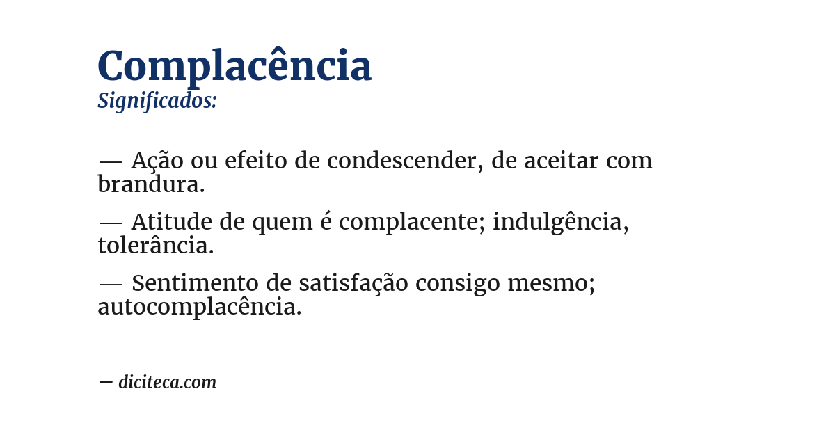 Significado de complacência