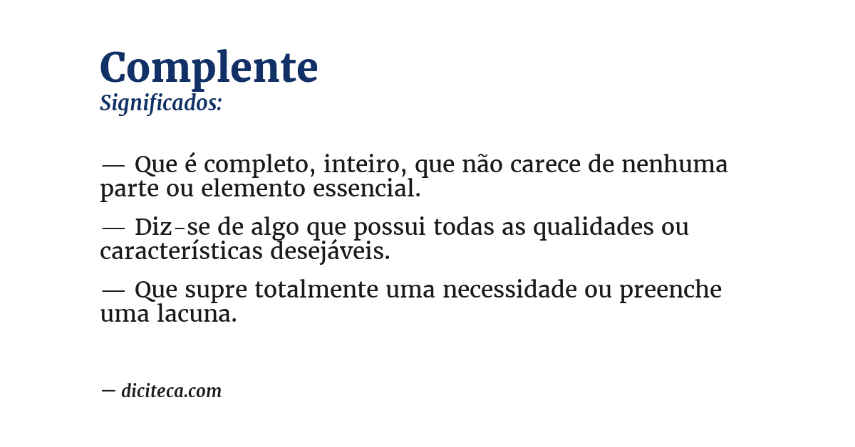 Significado de complente