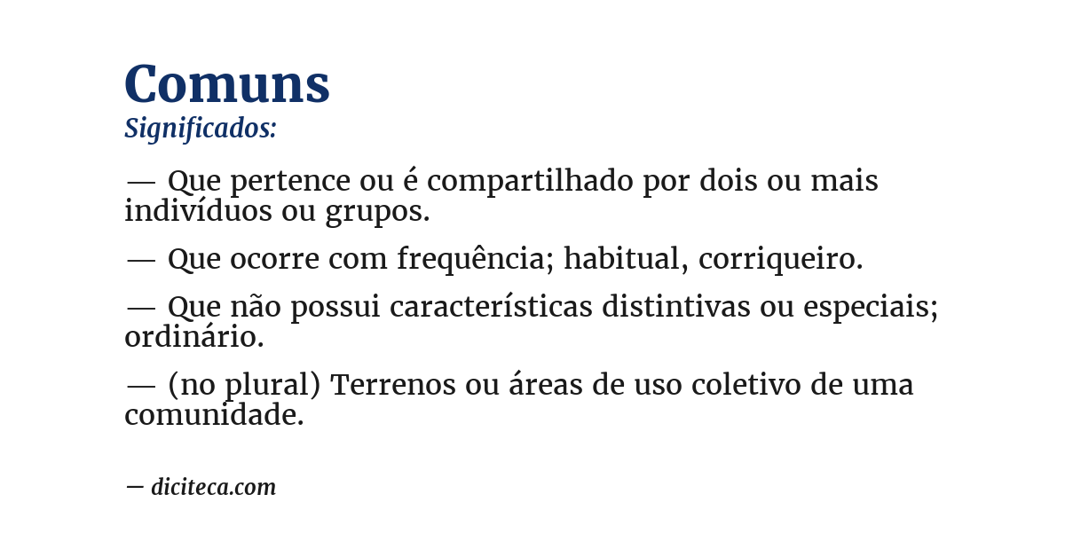 Significado de comuns