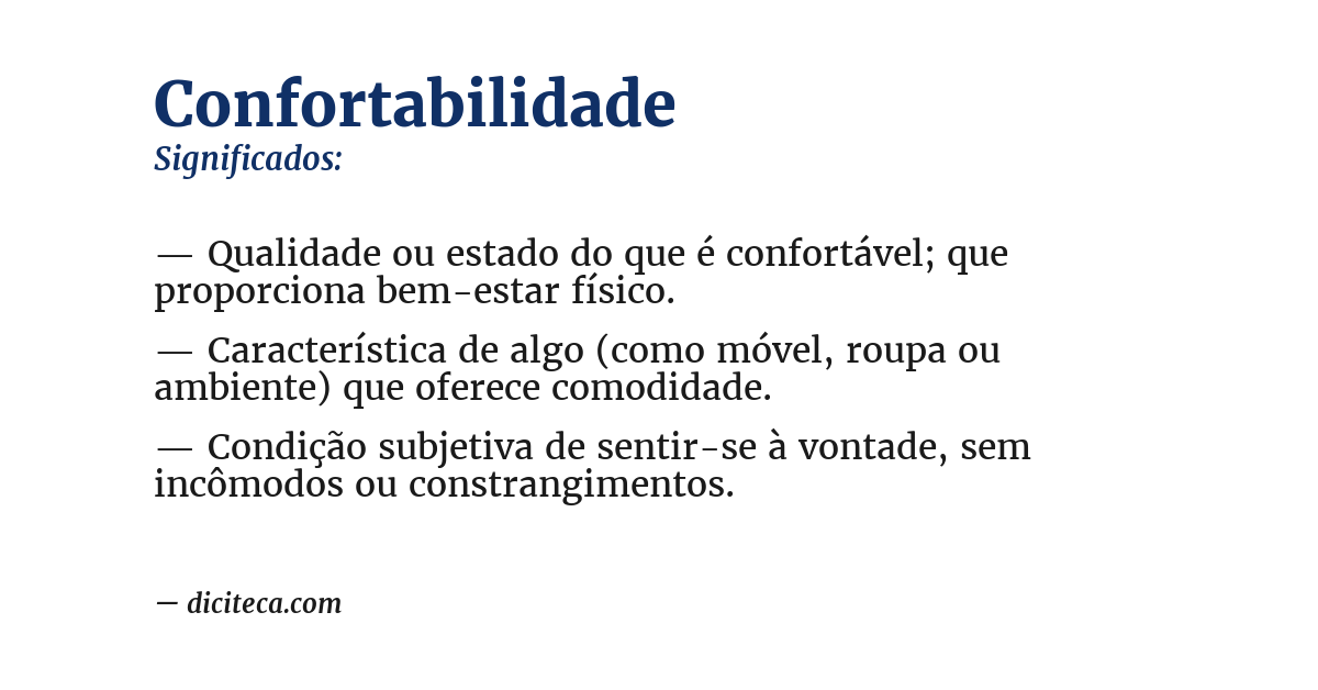 Significado de confortabilidade