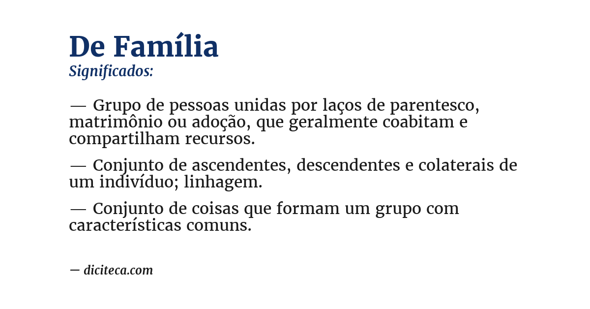 Significado de de família