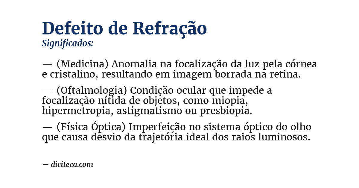 Significado de defeito de refração