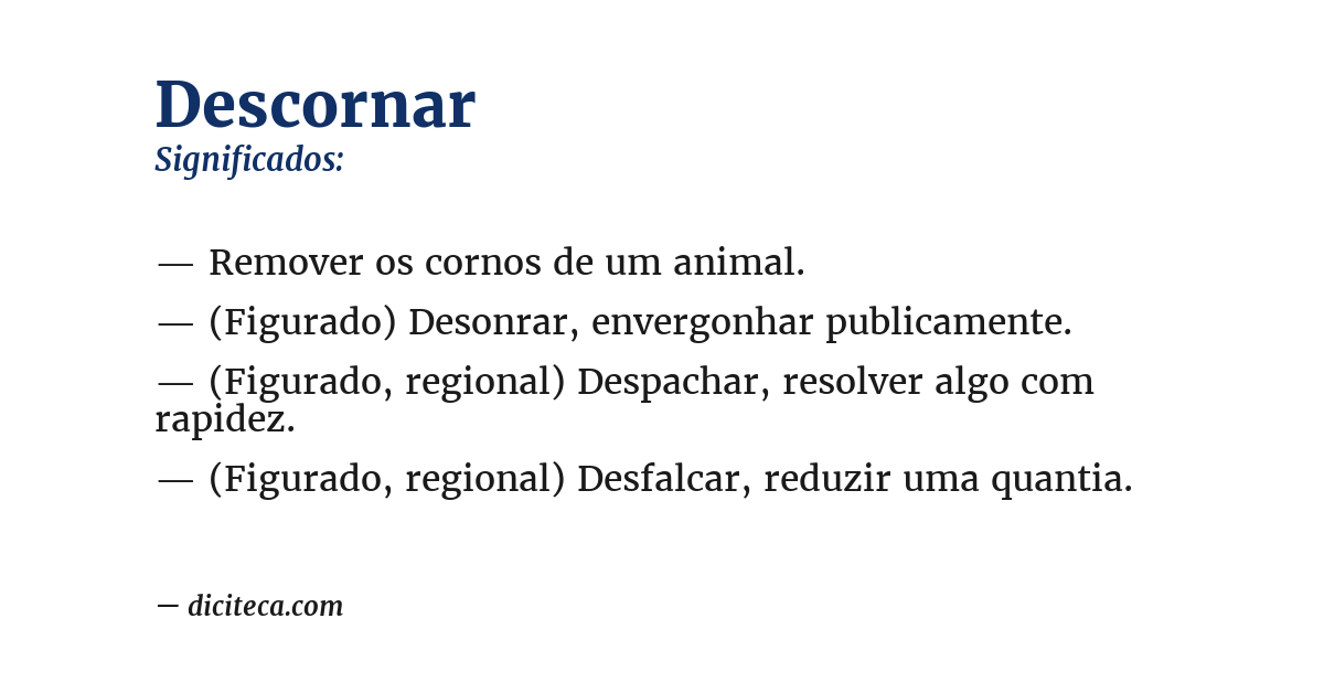 Significado de descornar