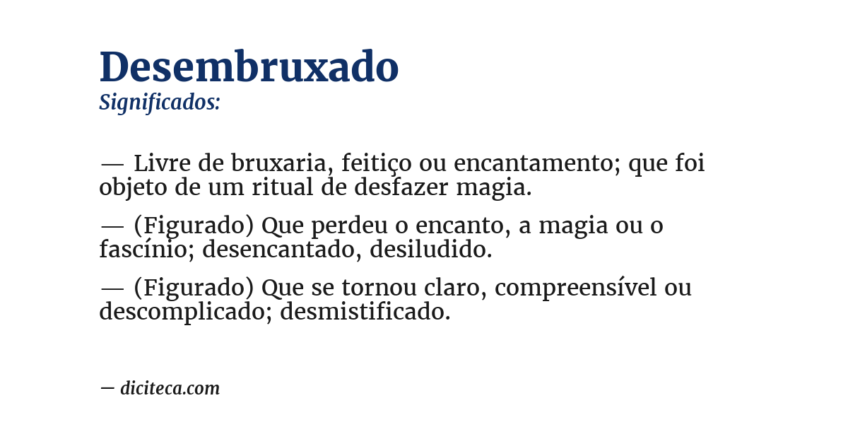 Significado de desembruxado