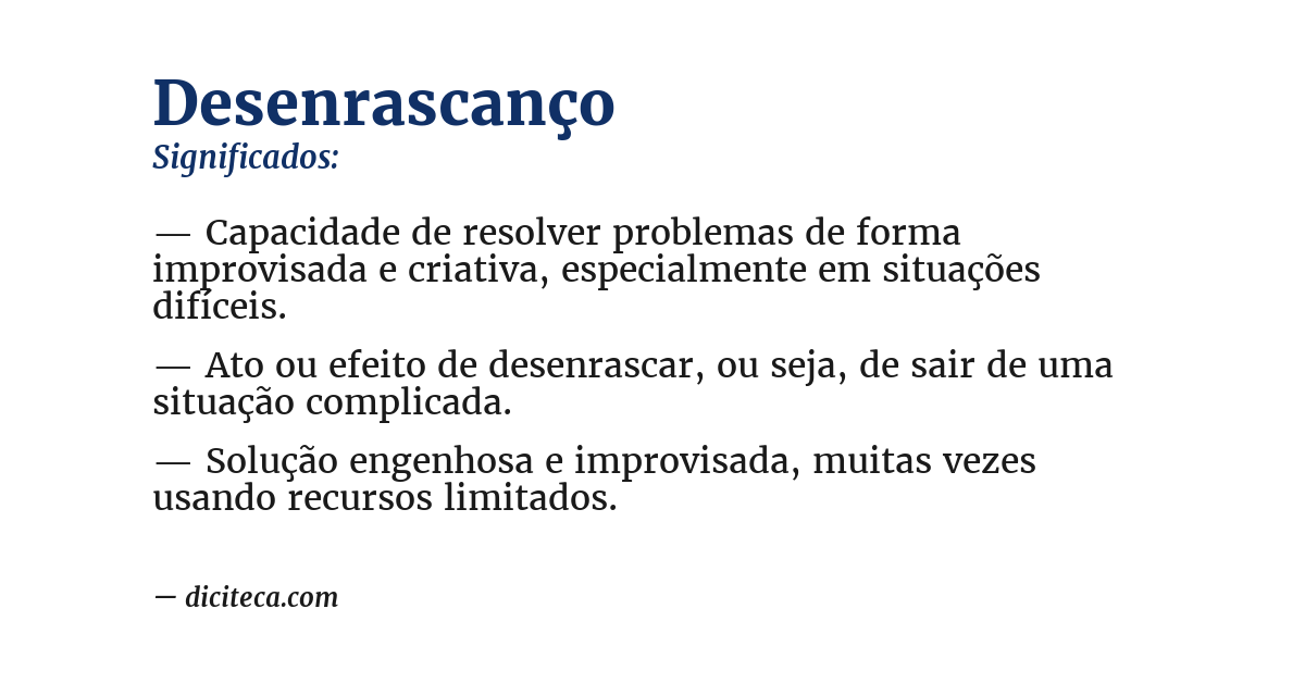 Significado de desenrascanço