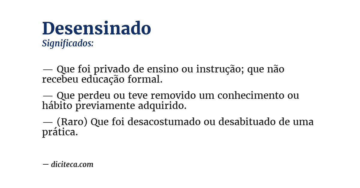Significado de desensinado