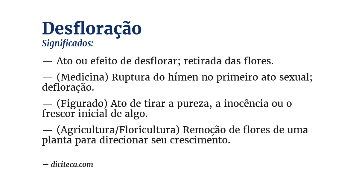 Significado de desfloração
