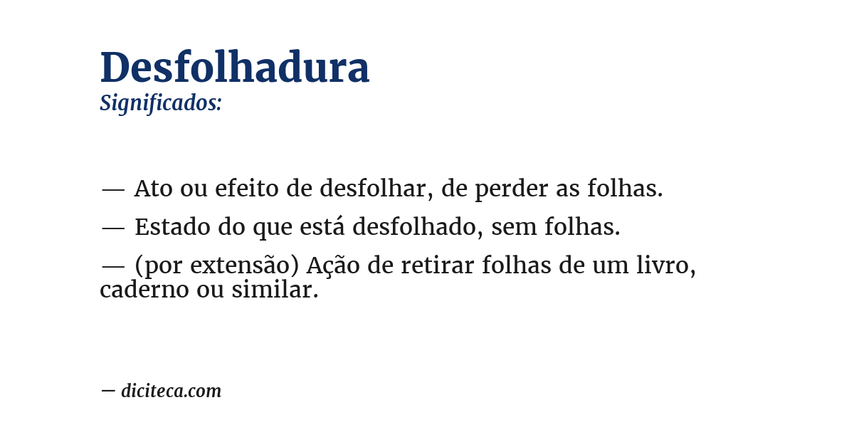 Significado de desfolhadura