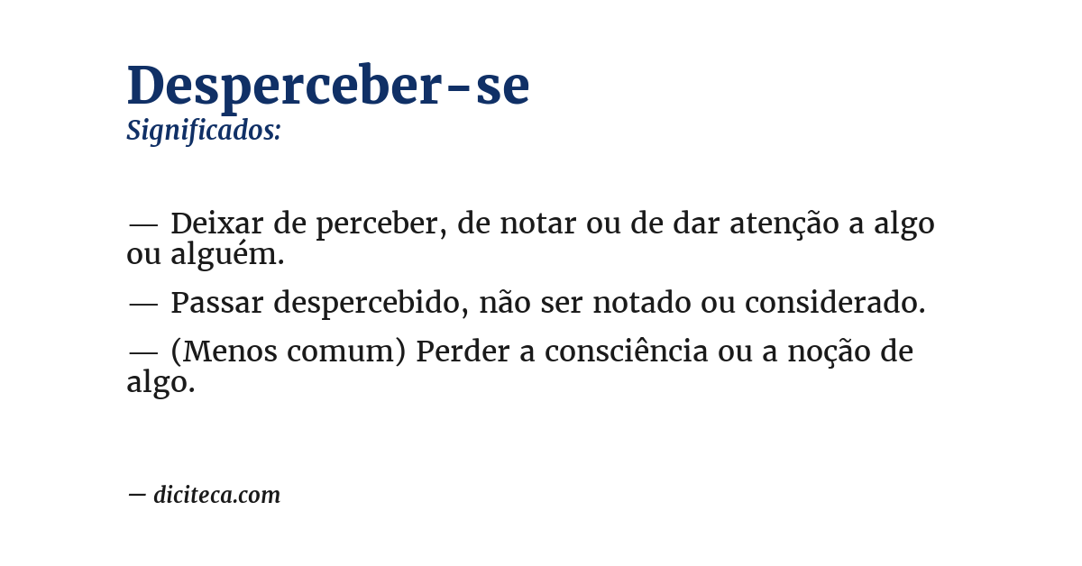 Significado de desperceber-se