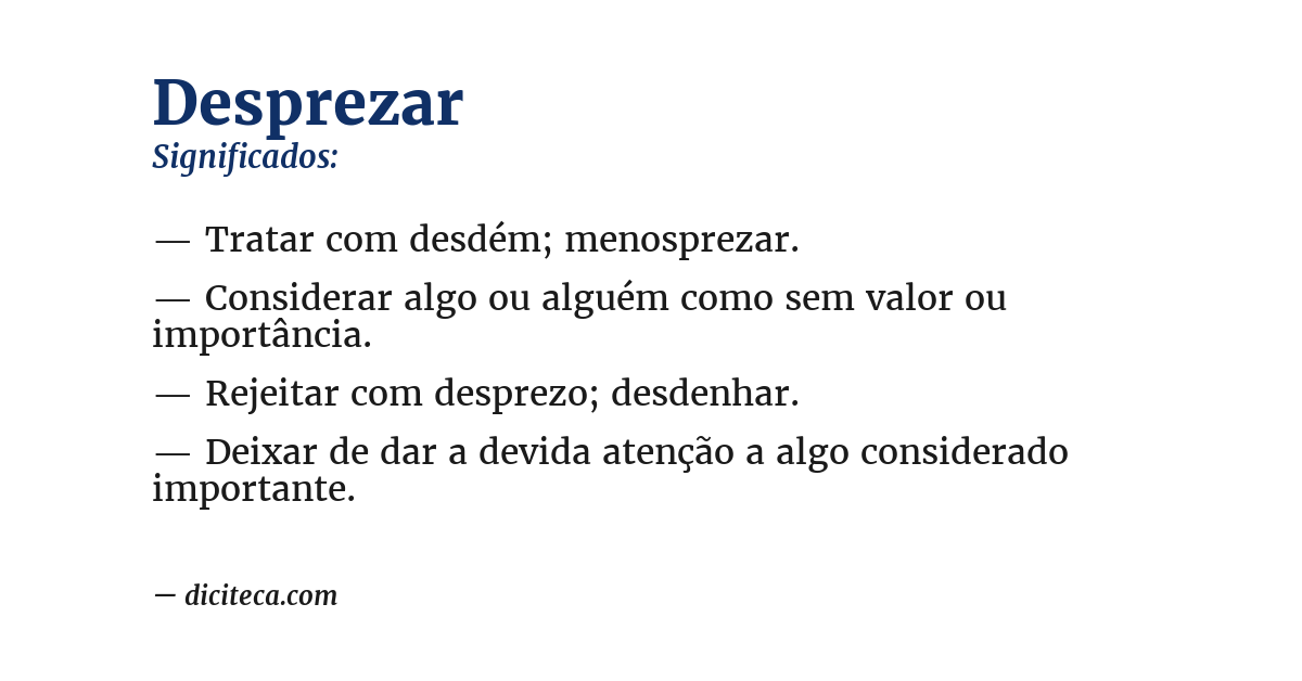 Significado de desprezar