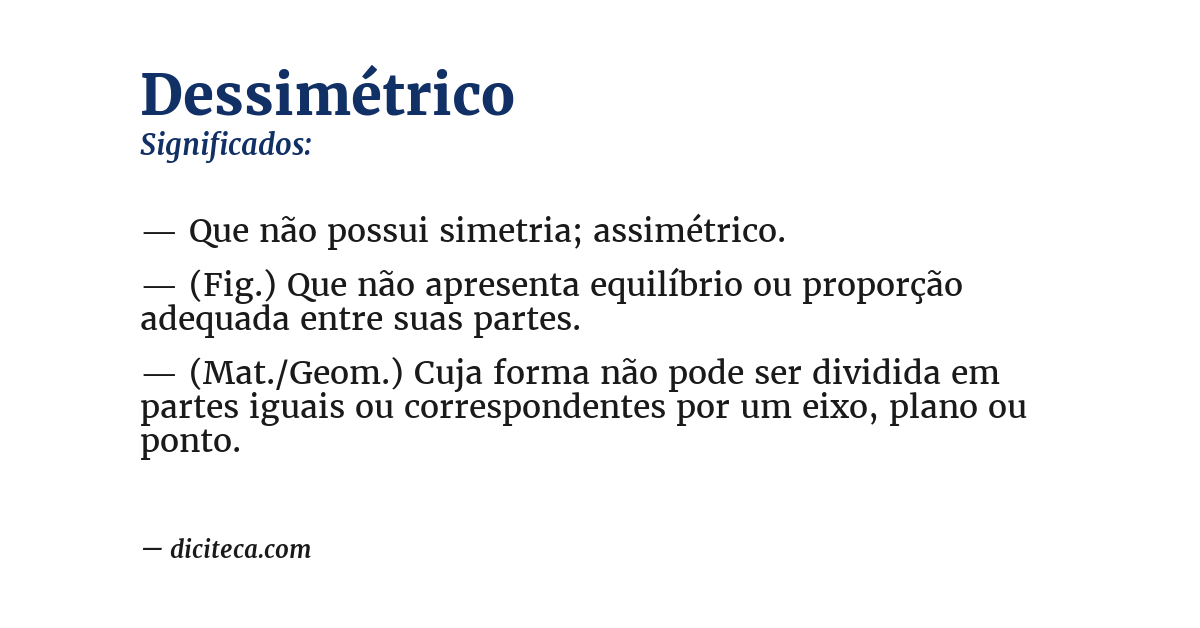Significado de dessimétrico