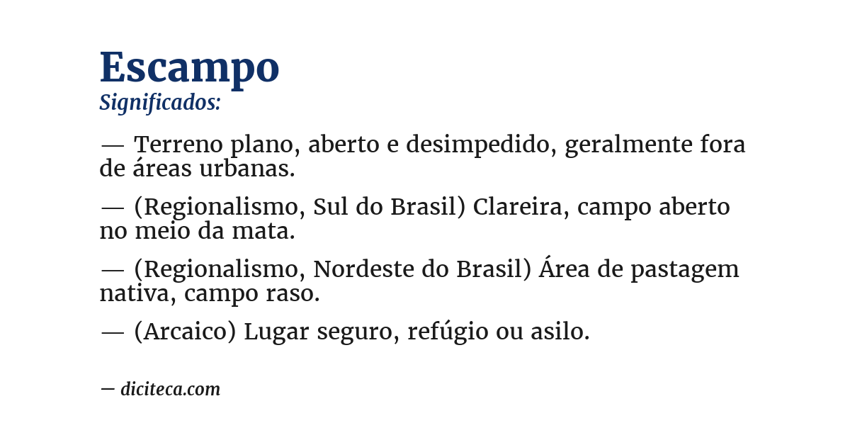 Significado de escampo