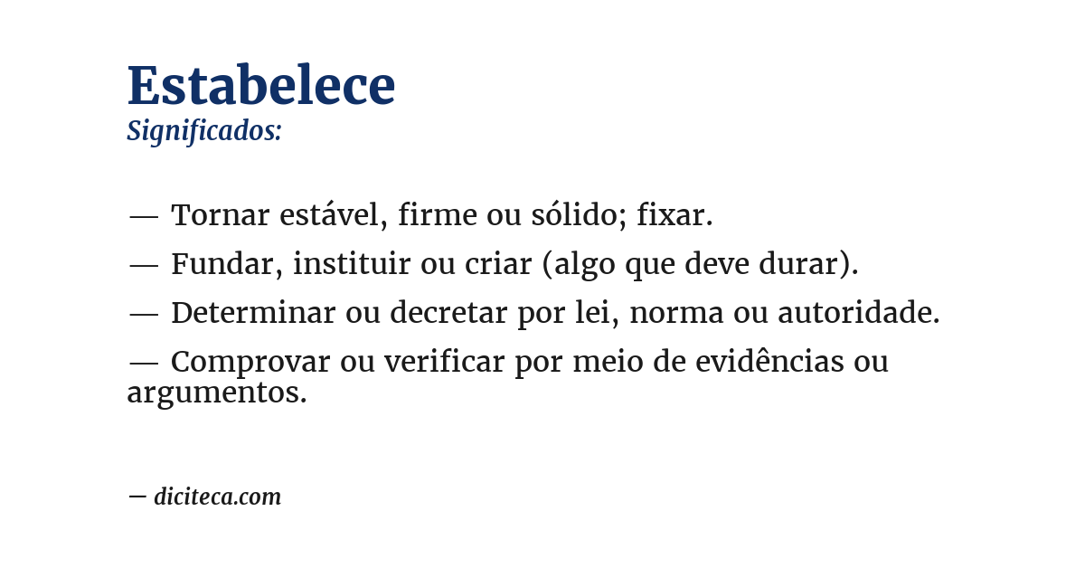 Significado de estabelece