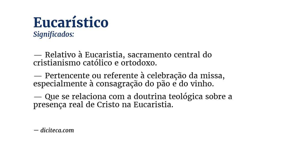 Significado de eucarístico
