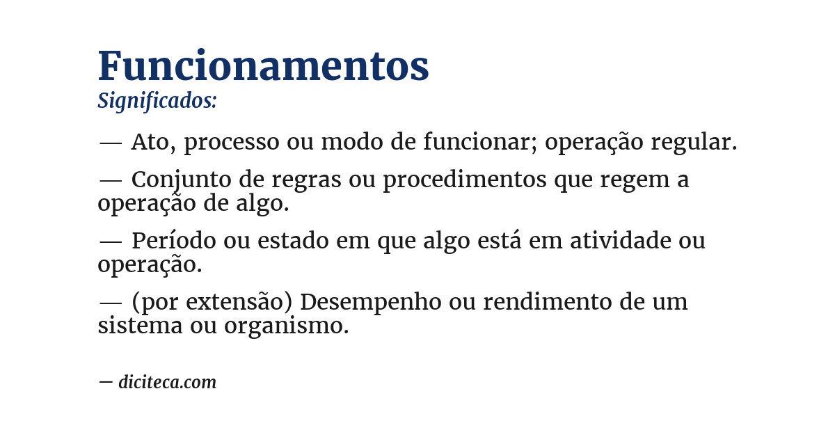 Significado de funcionamentos