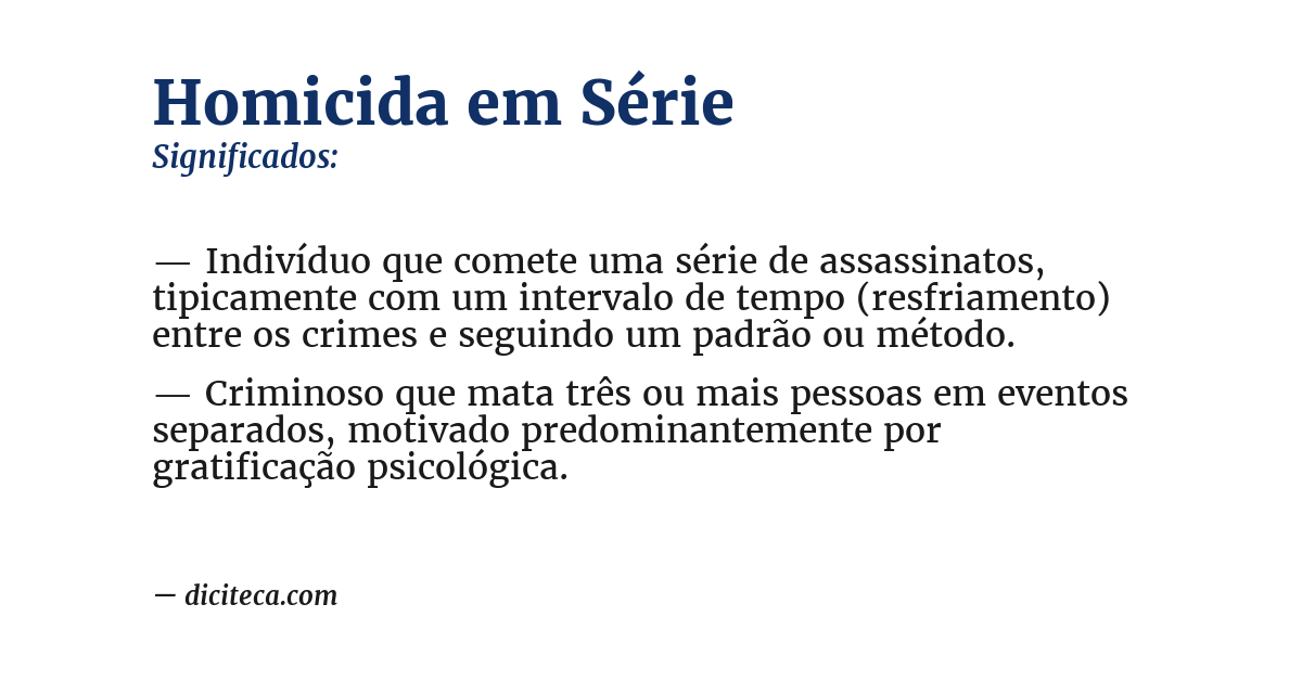 Significado de homicida em série