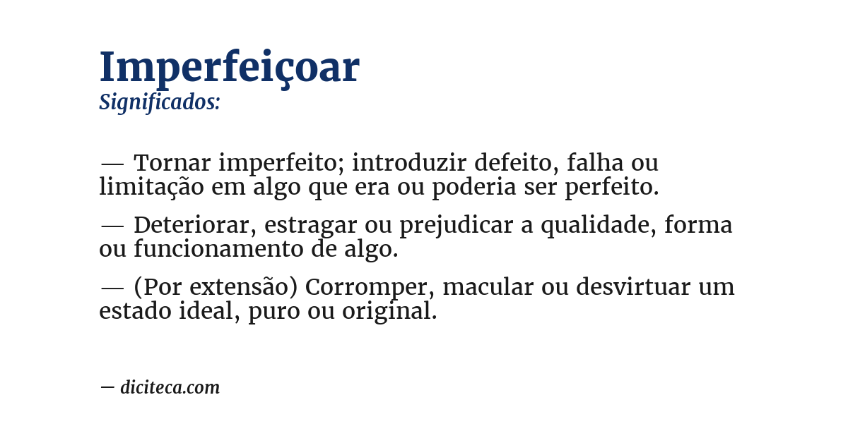Significado de imperfeiçoar