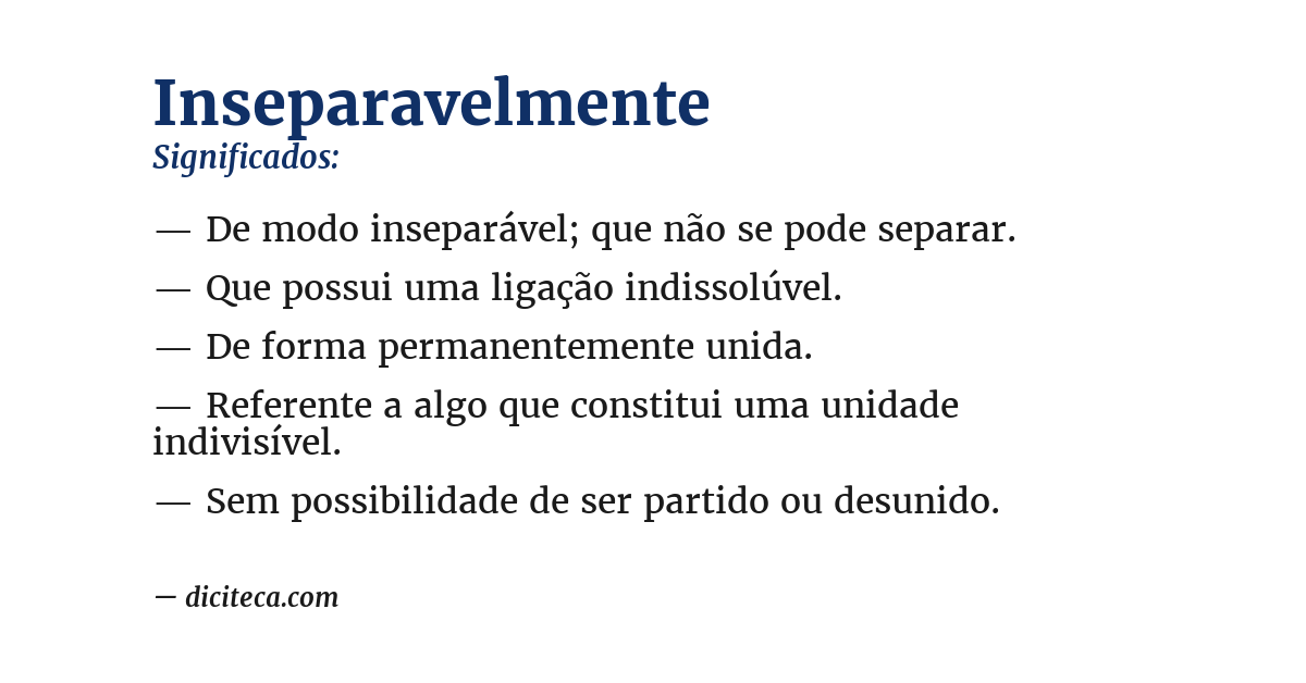 Significado de inseparavelmente