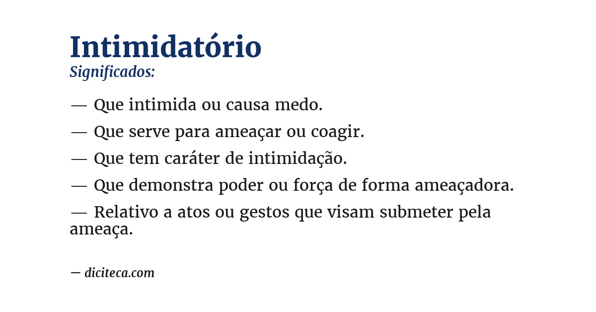 Significado de intimidatório