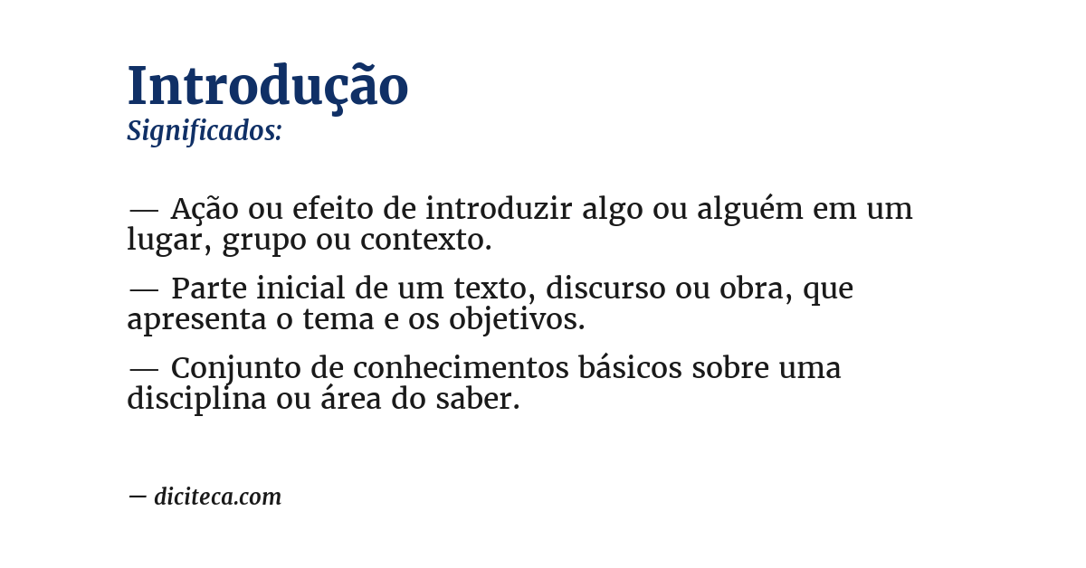 Significado de introdução