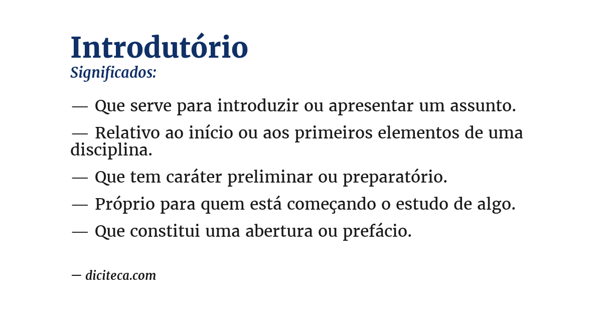 Significado de introdutório