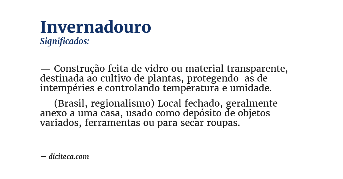 Significado de invernadouro