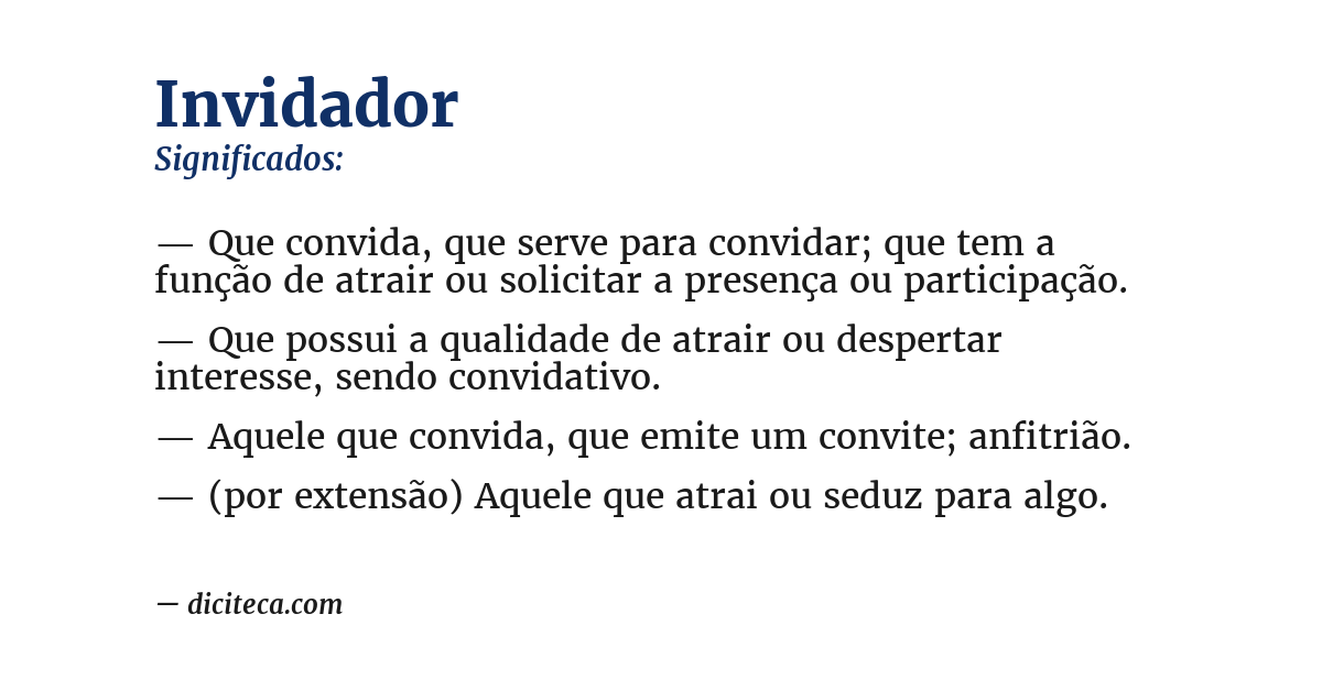 Significado de invidador