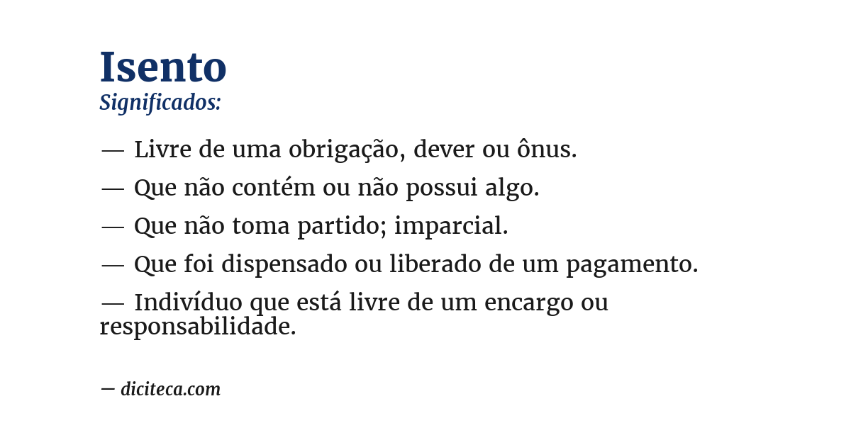 Significado de isento