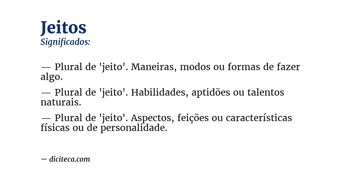 Significado de jeitos
