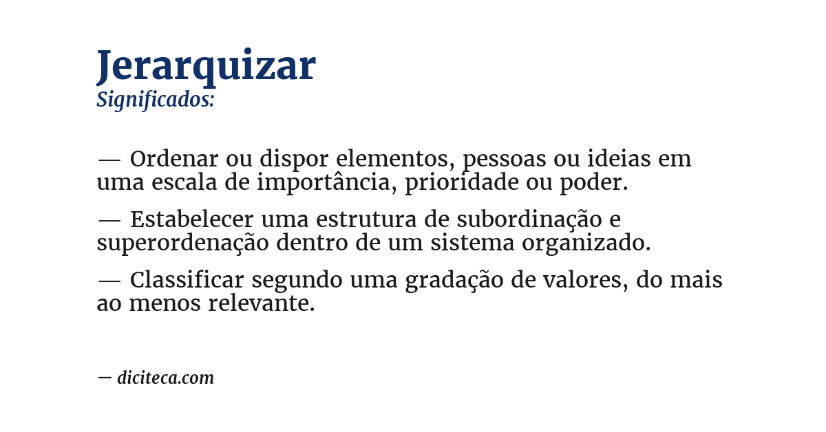 Significado de jerarquizar