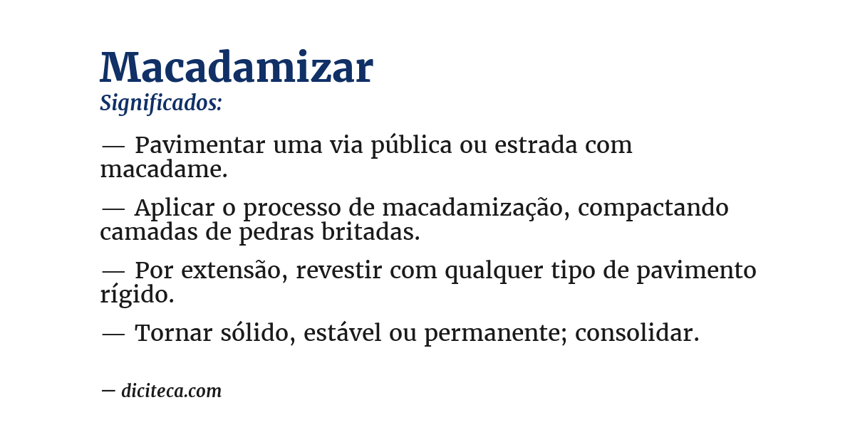 Significado de macadamizar