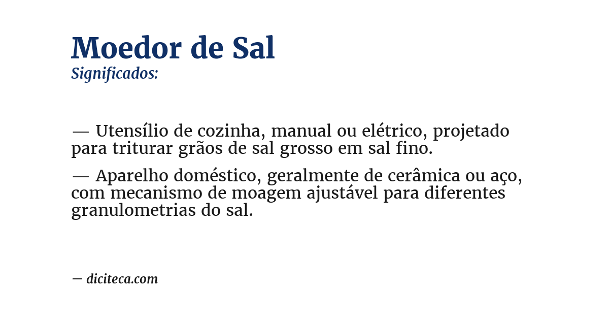 Significado de moedor de sal