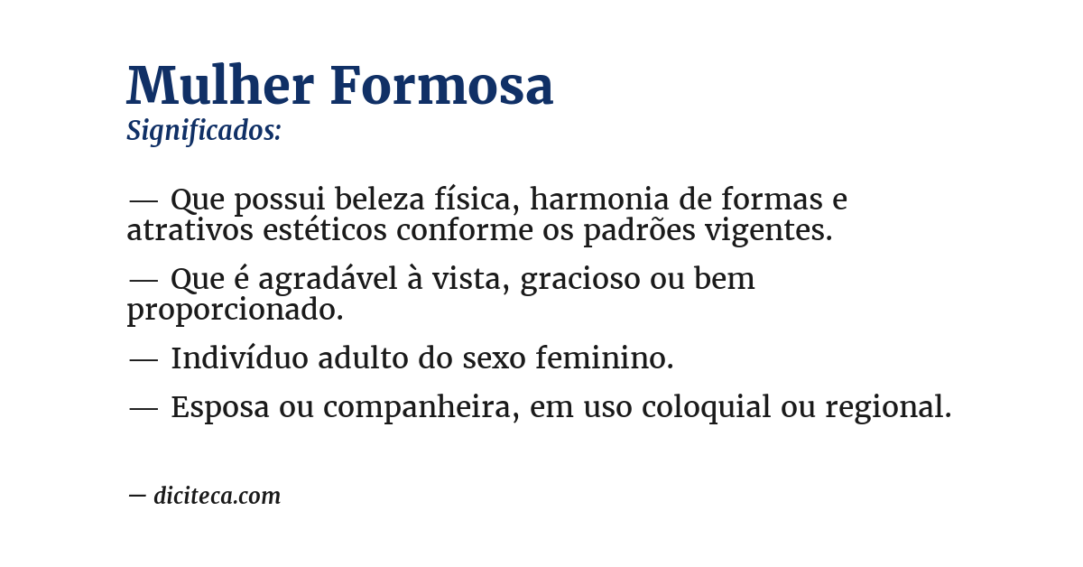 Significado de mulher formosa