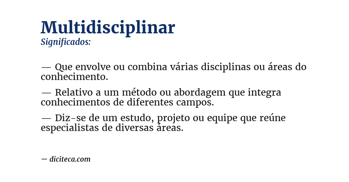 Significado de multidisciplinar