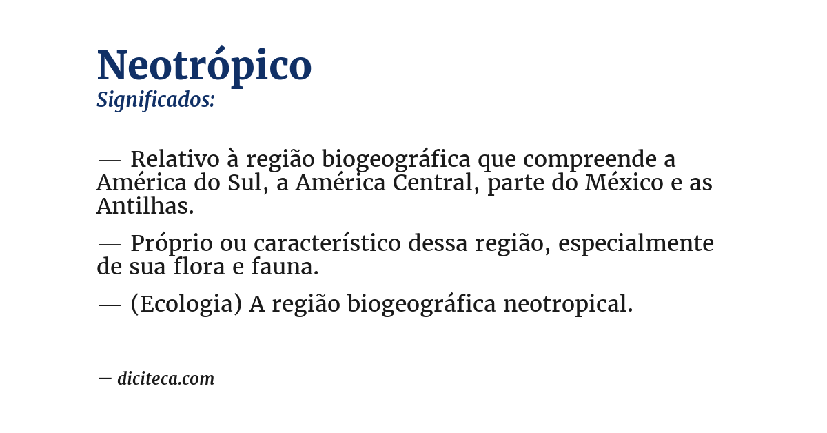 Significado de neotrópico