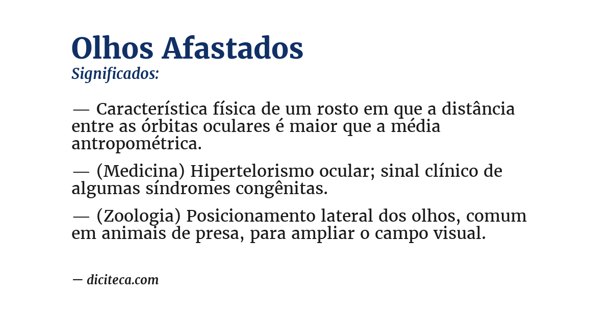Significado de olhos afastados